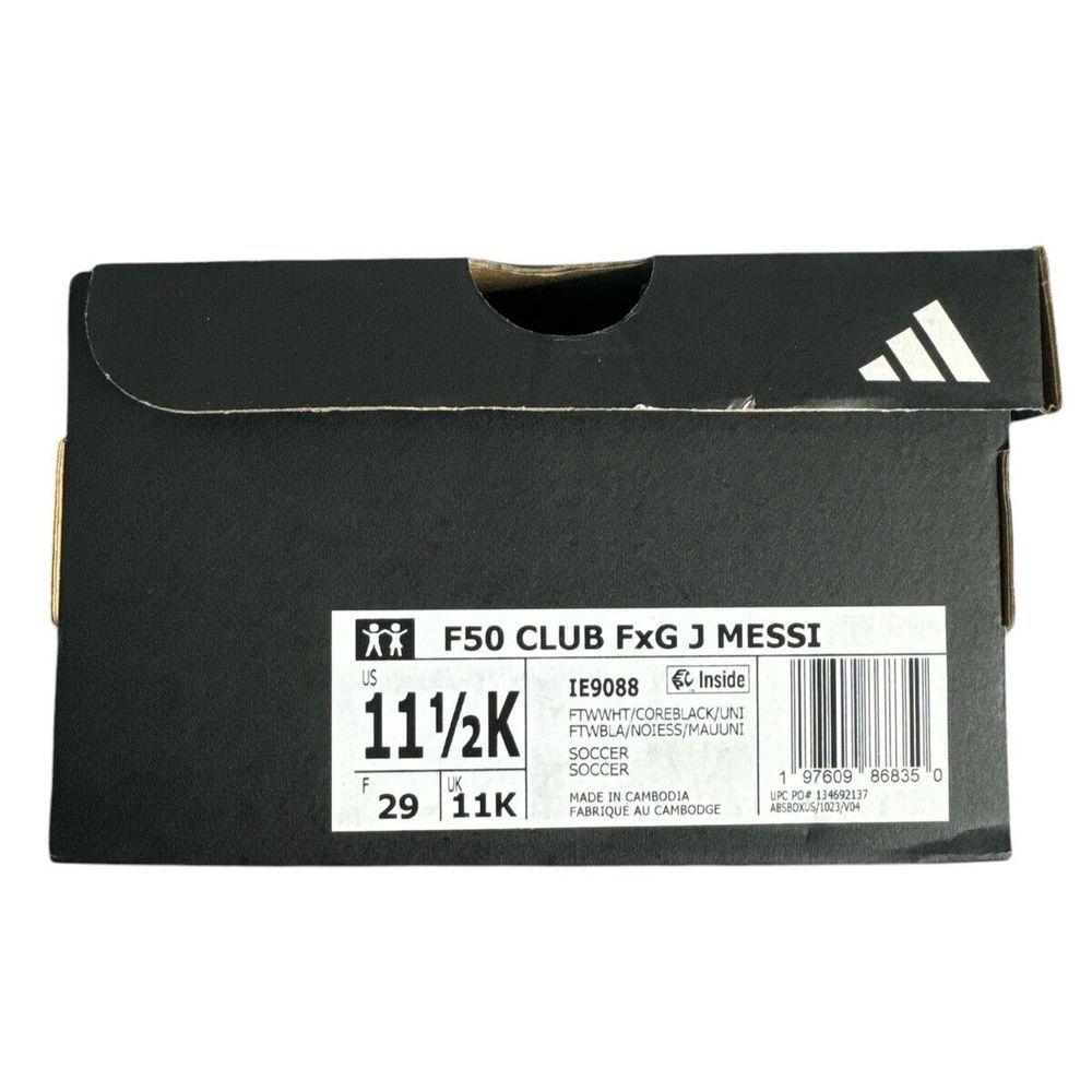 Adidas Kids F50 Club FxG J Messi Empty Shoe Box - Black,‎ Size 11.5K (IE9088)